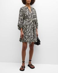 Oroton - Juniper Blouson-Sleeve Silk Mini Dress - Lyst