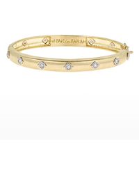 Tanya Farah - Slim Modern Etruscan Bangle Bracelet With Diamonds - Lyst