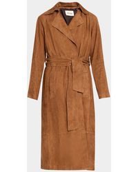 Arma - Yava Wrap-Front Lambskin Suede Coat - Lyst