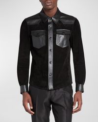 Tom Ford - Suede And Leather Western Overshirt - Lyst