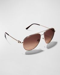 Ferragamo - Gradient Metal Aviator Sunglasses - Lyst