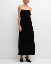 GIA STUDIOS - Strapless A-Line Velvet Maxi Dress - Lyst
