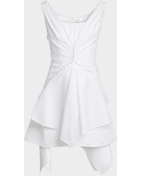 McQueen - Striped Cotton Cinched Handkerchief Mini Dress - Lyst