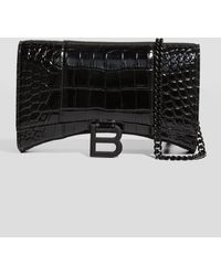 Balenciaga - Hourglass Croc-Embossed Wallet On Chain - Lyst