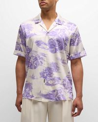 SER.O.YA - Brenden Island Silk Button-Front Shirt - Lyst