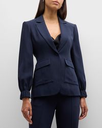 Cinq À Sept - Tabitha Frill-Cuff Crepe Jacket With Cargo Pockets - Lyst