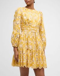 Shoshanna - Costas Eyelet-Embroidered Cotton Mini Dress - Lyst