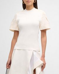 3.1 Phillip Lim - Ribbed Combo-Sleeve Top - Lyst