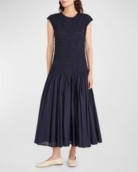 Merlette - Stijl Smocked Cap-Sleeve Midi Dress - Lyst