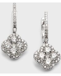 Neiman Marcus - 18k White Gold Diamond Flower Hoop Drop Earrings - Lyst