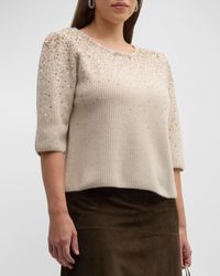 Neiman Marcus - Plus Size Cashmere Pullover With Ombre Sequin Details - Lyst