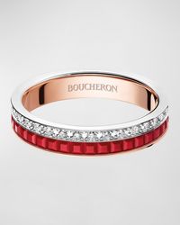 Boucheron - Quatre 18k Pink & White Gold Red Edition Diamond Ring - Lyst