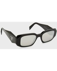 Prada - Mirrored Rectangle Acetate Logo Sunglasses - Lyst