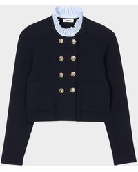 Sandro - William Rib-Knit Ruffled Collar Cardigan - Lyst