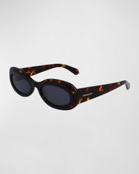 Ferragamo - Classic Logo Acetate Oval Sunglasses - Lyst