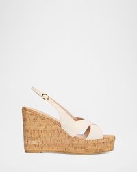 Stuart Weitzman - 100Mm Dayna Leather Platform Slingback Sandals - Lyst
