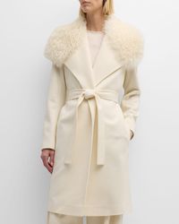 Fleurette - Kerry Wool Wrap Coat With Mohair Blend Trim - Lyst