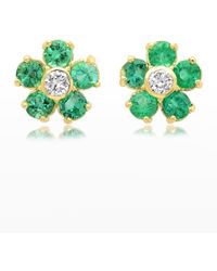 Jennifer Meyer - Emerald Large Flower Stud Earrings With Diamonds - Lyst