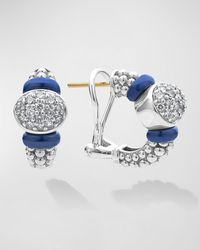 Lagos - Caviar Marine Ceramic And Diamond Oval Pave Hoop Earrings - Lyst
