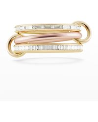Spinelli Kilcollin - Yellow Gold And Rose Gold 3-linked Ring With Baguette And Carré Diamonds, Size 7 - Lyst