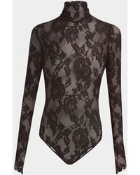 Valentino Garavani - Turtleneck Long-Sleeve Lace Bodysuit - Lyst