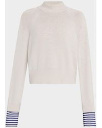 Brunello Cucinelli - Mock-Neck Striped-Cuff Cashmere Knit Sweater - Lyst