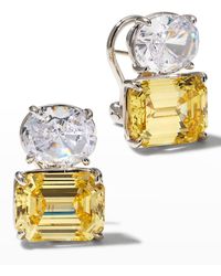 Fantasia by Deserio - 26.0 Tcw White Oval & Canary Emerald-cut Stud Earrings - Lyst