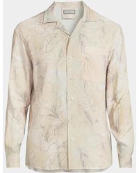 Canali - Leaf-Print Button-Front Shirt - Lyst