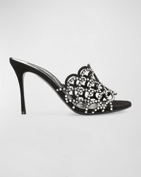 Sergio Rossi - Strass Leather Caged Mule Sandals - Lyst