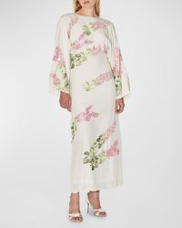 BERNADETTE - Emmanuelle Sequined Floral-Print Long-Sleeve Backless Maxi Dress - Lyst