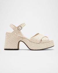 La Canadienne - Pico Woven Leather Ankle-Strap Platform Sandals - Lyst
