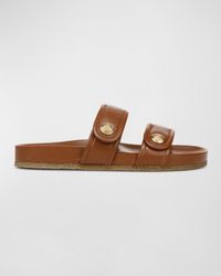 Veronica Beard - Percey Leather Dual Band Slide Sandals - Lyst