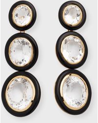 Goshwara - Melange 3-tier Oval Earrings In 18k Gold With Rock Crystal & Onyx - Lyst