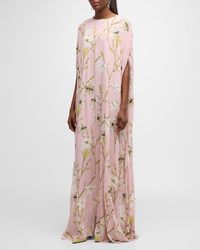 BERNADETTE - Eleonore Floral Embroidered Cape Maxi Dress - Lyst
