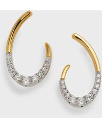 Frederic Sage - 18k Yellow And White Gold Small Oval Micro-set Diamond And Polished Earrings - Lyst
