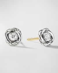 David Yurman - Infinity Earrings With Diamonds And Silver, 7mm - Lyst