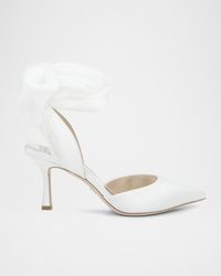 Badgley Mischka - Blaze Satin Ankle-wrap Halter Pumps - Lyst