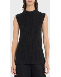 Vince - Ribbed Cashmere And Wool Sleeveless Tunic Sweater - Lyst