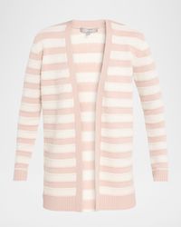 Neiman Marcus - Cashmere Striped Open-Front Cardigan - Lyst