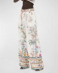 Camilla - Floral Linen Wide-leg Pants - Lyst