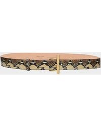 McQueen - T-Bar Snakeskin-Print Leather Skinny Belt - Lyst