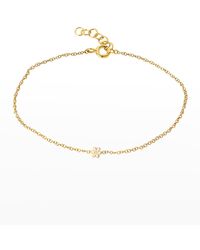 Zoe Lev - 14k Gold Tiny Flower Bracelet With Diamond - Lyst