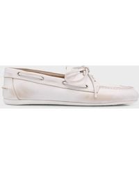 Miu Miu - Leather Lace-Up Moccasins - Lyst