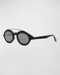 Fendi - Acetate Double-bridge Oval Sunglasses - Lyst
