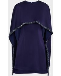Roland Mouret - Satin Crepe Embellished Cape Mini Dress - Lyst