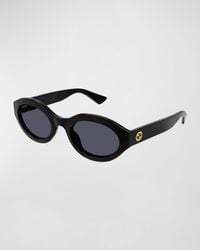 Gucci - GG Plastic Oval Sunglasses - Lyst
