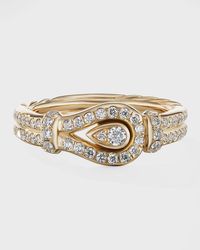 David Yurman - Thoroughbred Loop Ring With Full Pave Diamonds In 18k Gold, 4mm, Size 9 - Lyst