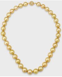 Belpearl - 18k Yellow Gold South Sea Pearl And Diamond Necklace - Lyst