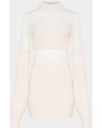 Jean Paul Gaultier - Mesh Cutout Ribbed Knit Long-Sleeve Mini Dress - Lyst