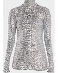 Rabanne - Grommet Cutout Sequined Turtleneck Top - Lyst